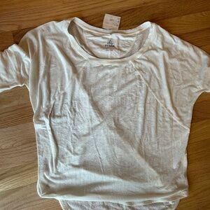 Prana short sleeve sheer ivory shirt